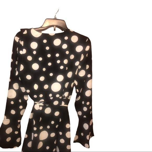 (69). Nasty Gal Collection Black White Polka Dot Dress NWT - Picture 11 of 11